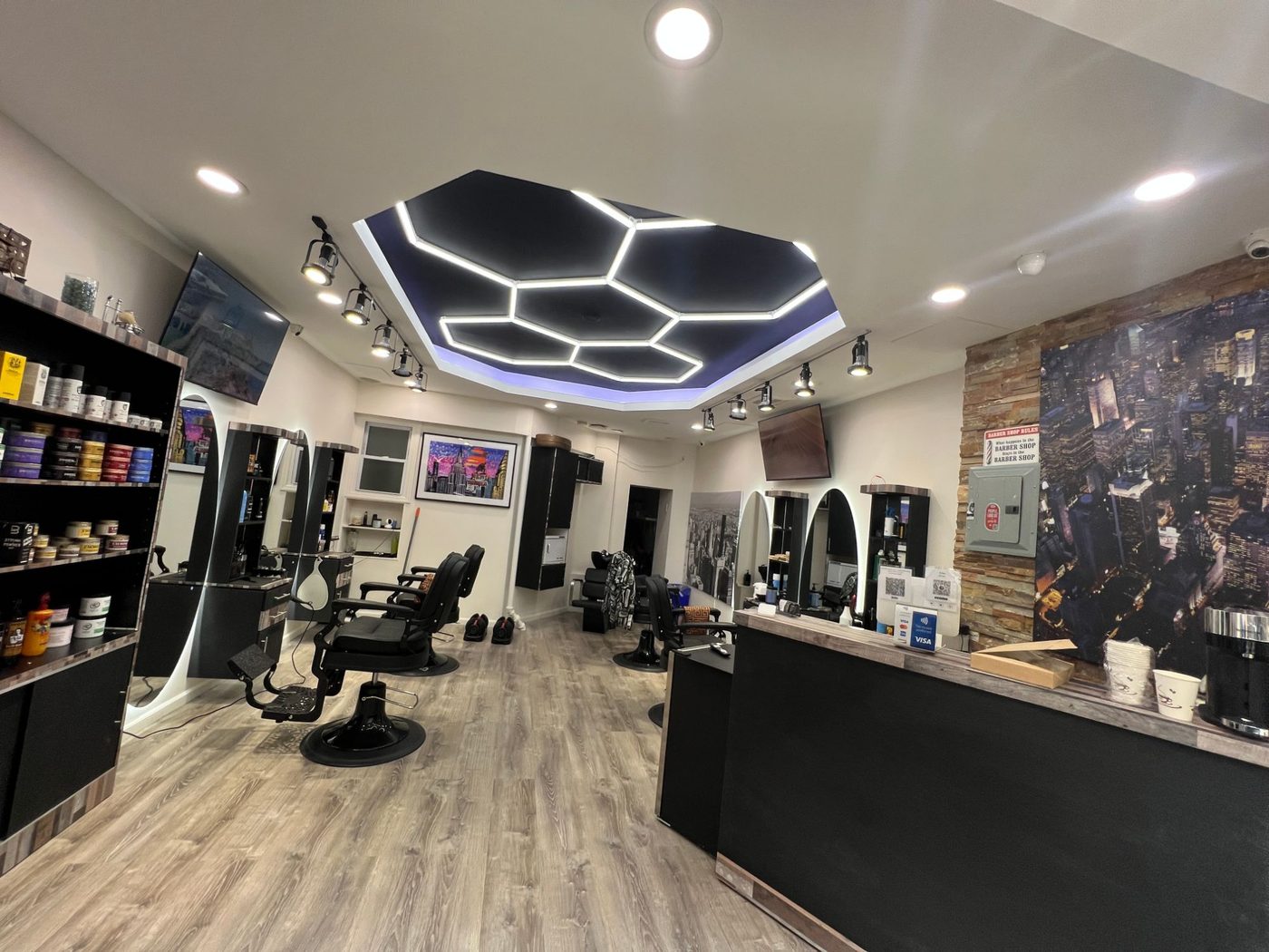 Barbers on 25th reception counter and product wall